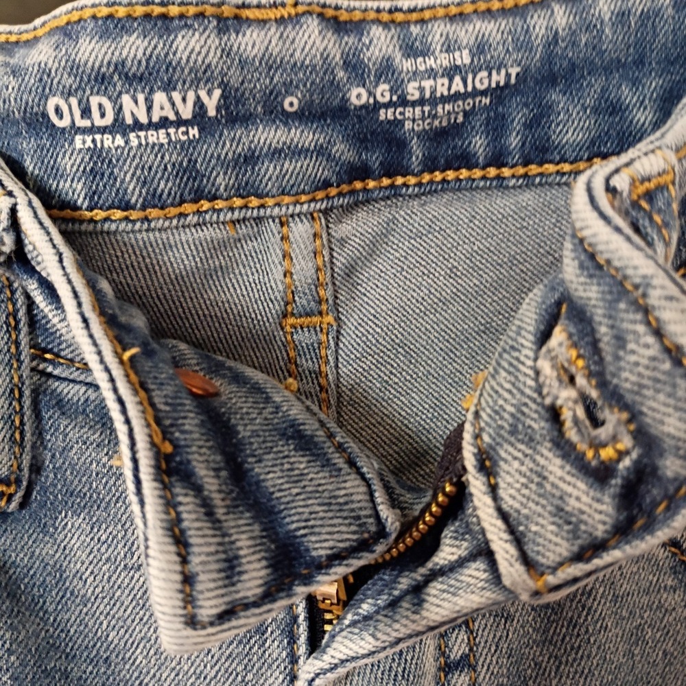 Old Navy Jeans Women's Size 0 O.G. Straight High Rise Ultra Stretch Blue Denim - Picture 3 of 5